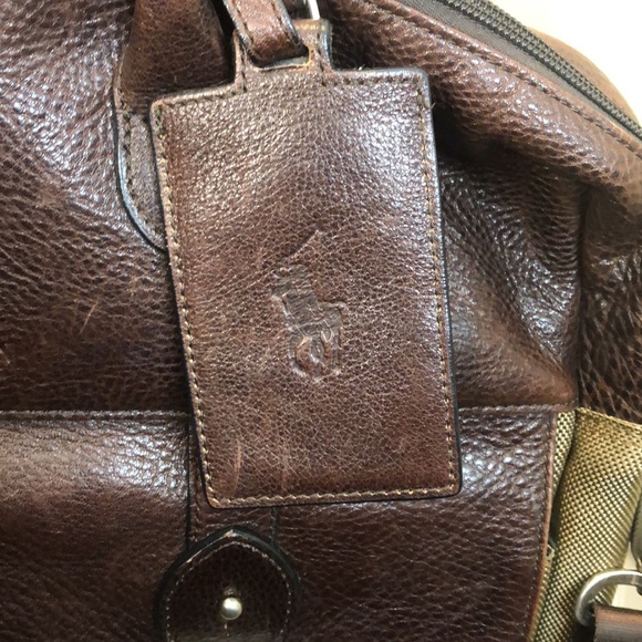 RALPH LAUREN Olive Canvas Brown Leather Crossbody Messenger Laptop Shoulder Bag - Picture 4 of 17